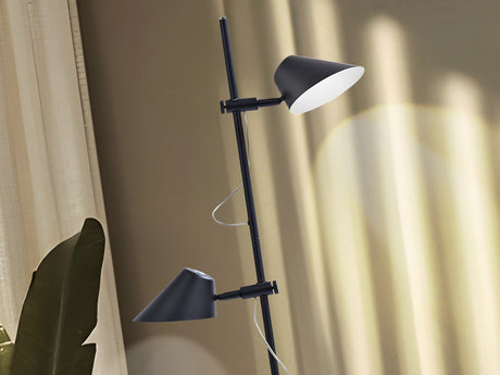 Lámpara de pie de salón Schuller Esino LED 2 luces negro CCT orientable con mando 184cm vista 2
