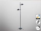 Lámpara de pie de salón Schuller Esino LED 2 luces negro CCT orientable con mando 184cm vista 4