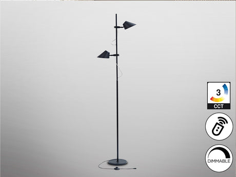 Lámpara de pie de salón Schuller Esino LED 2 luces negro CCT orientable con mando 184cm vista 4