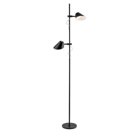 Lámpara de pie de salón Schuller Esino LED 2 luces negro CCT orientable con mando 184cm ambiente