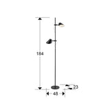 Lámpara de pie de salón Schuller Esino LED 2 luces negro CCT orientable con mando 184cm dimensiones