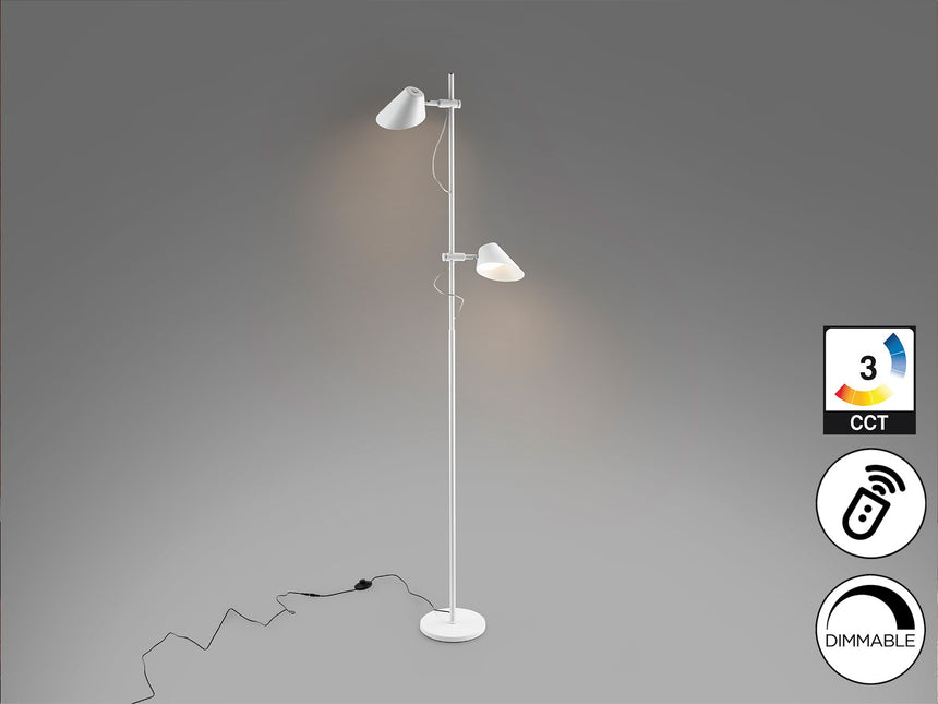 Lámpara de pie de salón Schuller Esino LED 2 luces blanco CCT orientable con mando 184cm vista 2