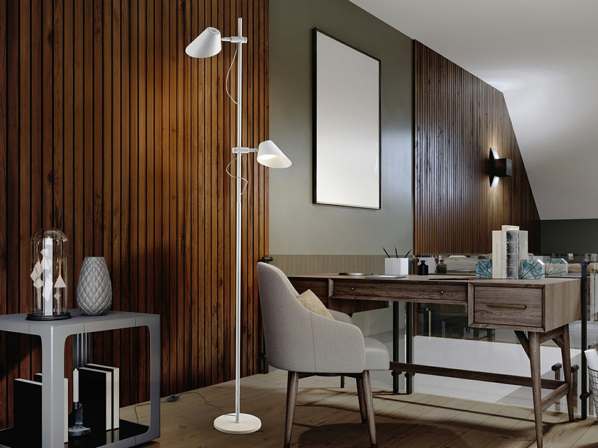 Lámpara de pie de salón Schuller Esino LED 2 luces blanco CCT orientable con mando 184cm 215589