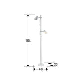 Lámpara de pie de salón Schuller Esino LED 2 luces blanco CCT orientable con mando 184cm dimensiones