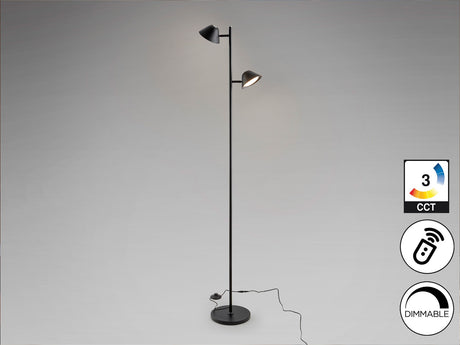 Lámpara de pie de salón Schuller Taros LED 2 luces negro CCT orientable con mando 160cm vista 3