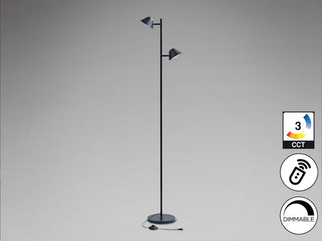 Lámpara de pie de salón Schuller Taros LED 2 luces negro CCT orientable con mando 160cm vista 4