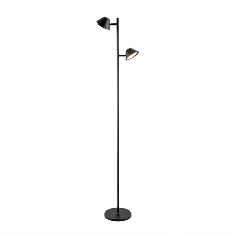 Lámpara de pie de salón Schuller Taros LED 2 luces negro CCT orientable con mando 160cm ambiente