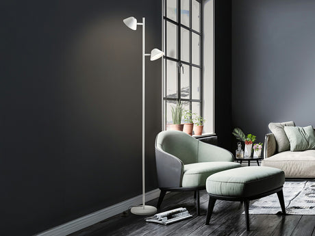 Lámpara de pie de salón Schuller Taros LED 2 luces blanco CCT orientable con mando 160cm 215619