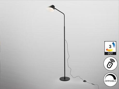 Lámpara de pie de salón Schuller Esino LED 1 luz negro CCT orientable con mando 158cm vista 3