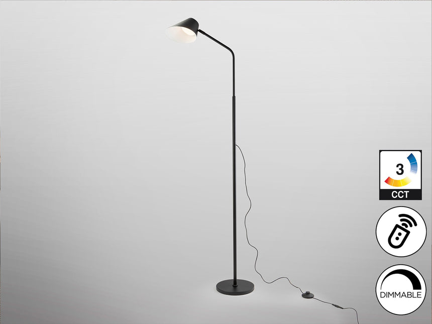 Lámpara de pie de salón Schuller Esino LED 1 luz negro CCT orientable con mando 158cm vista 3