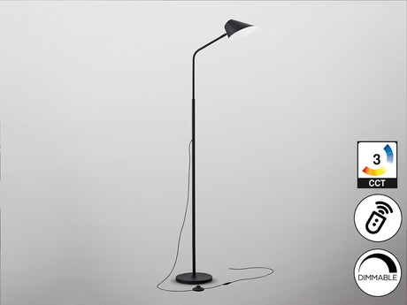 Lámpara de pie de salón Schuller Esino LED 1 luz negro CCT orientable con mando 158cm vista 4