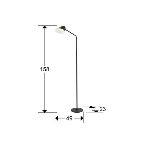Lámpara de pie de salón Schuller Esino LED 1 luz negro CCT orientable con mando 158cm dimensiones