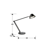 Lámpara de sobremesa Schuller Taros LED 1 luz negro CCT 46cm dimensiones
