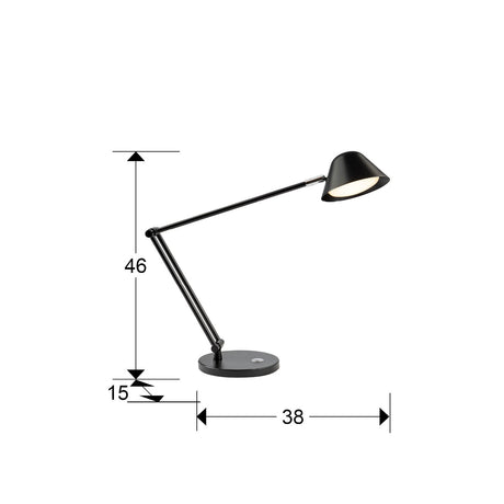 Lámpara de sobremesa Schuller Taros LED 1 luz negro CCT 46cm dimensiones