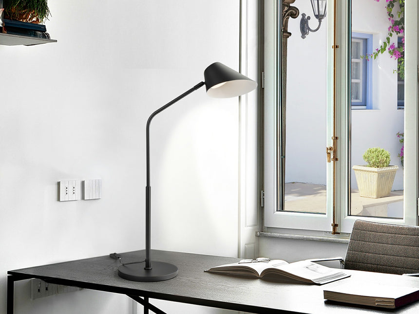 Lámpara de sobremesa Schuller Esino grande LED 1 luz negro CCT orientable con mando 77cm 215930
