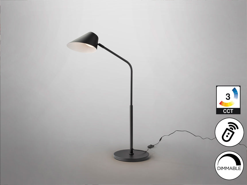 Lámpara de sobremesa Schuller Esino grande LED 1 luz negro CCT orientable con mando 77cm vista 4