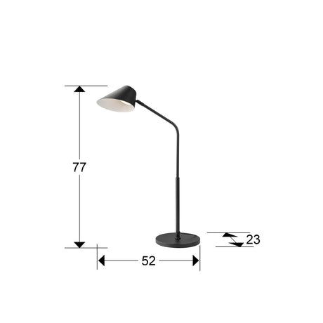 Lámpara de sobremesa Schuller Esino grande LED 1 luz negro CCT orientable con mando 77cm dimensiones