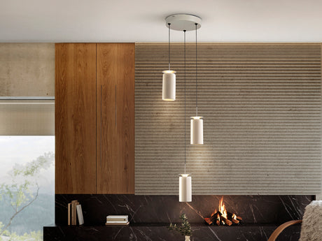 Lámpara de techo colgante Schuller Alfara 3 luces gris y craquelado crema cerámica 3000K 216531