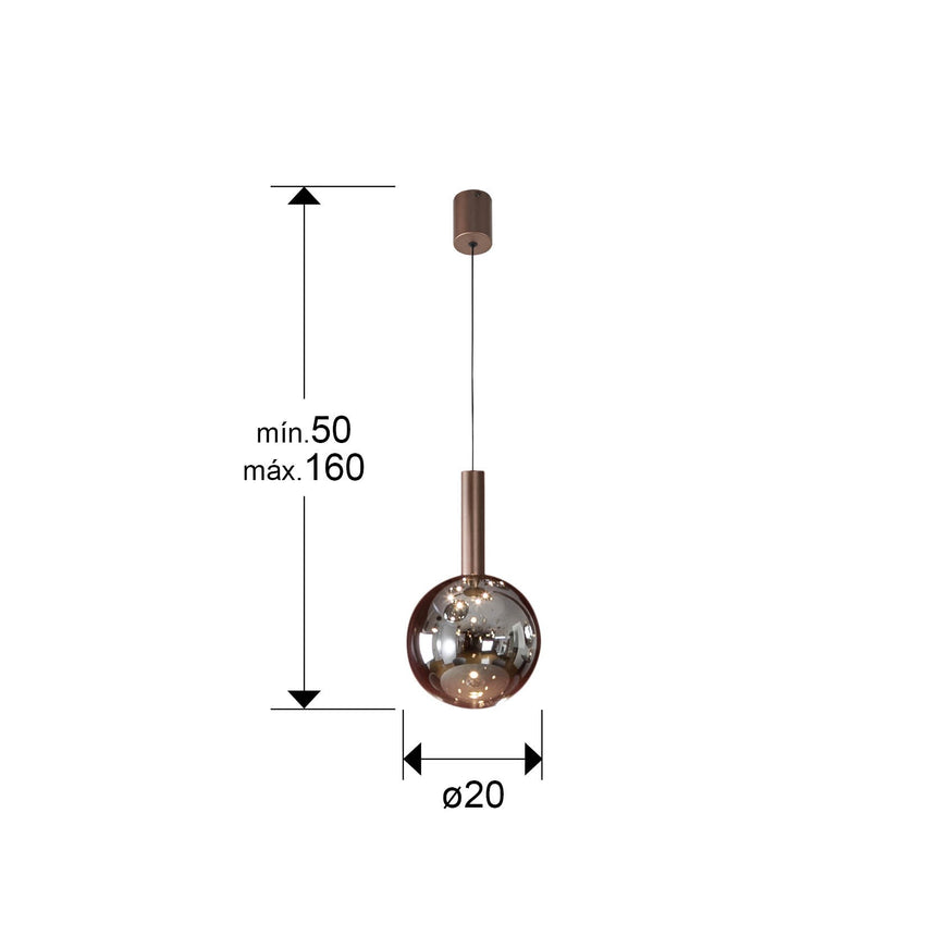 Lámpara de techo colgante Schuller Sapore 1 luz bronce oscuro y smoke 3000K dimensiones