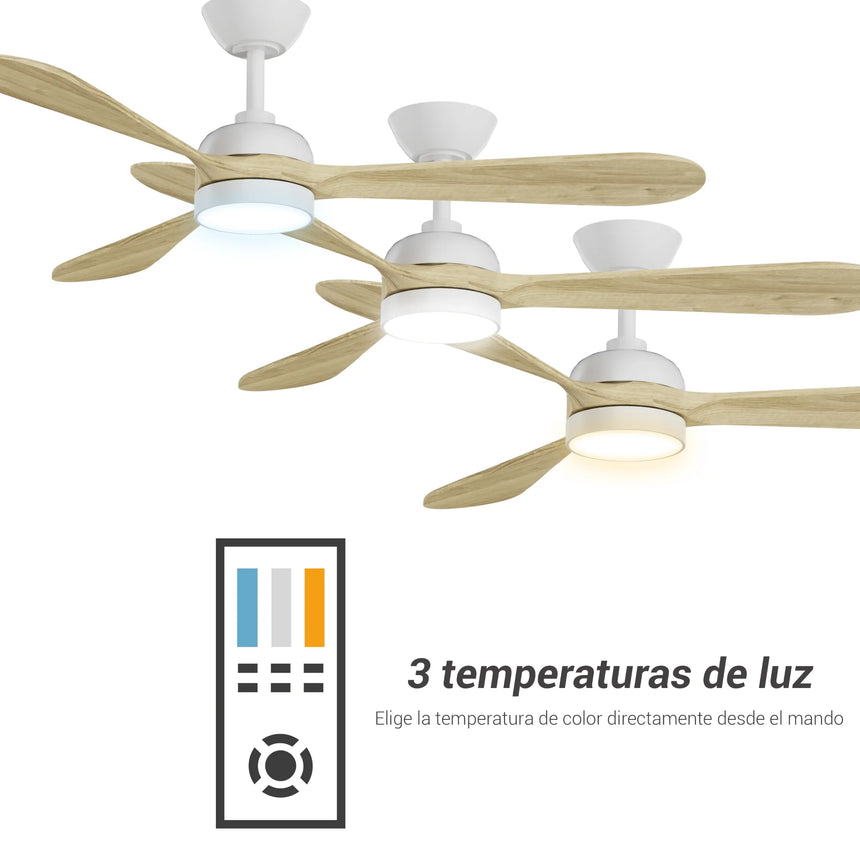 Sulion Ventilador de techo exterior TONDA madera con luz 2181875