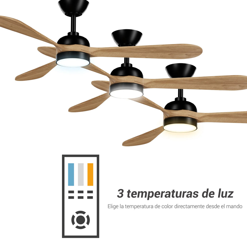 Sulion Ventilador de techo exterior TONDA madera oscura con luz 2183145