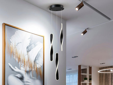 Lámpara de techo colgante Schuller Twist 3 luces negro 3000K 2 metros 219358
