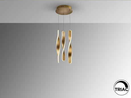 Lámpara de techo colgante Schuller Twist 3 luces oro 3000K vista 3