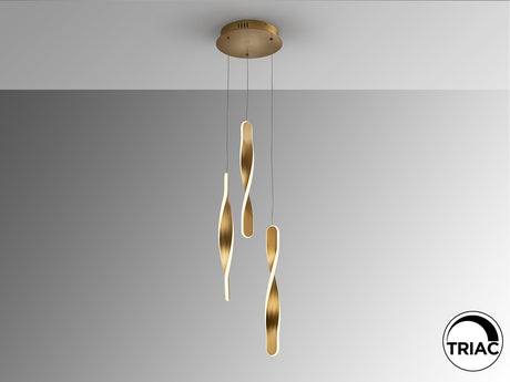 Lámpara de techo colgante Schuller Twist 3 luces oro 3000K vista 4
