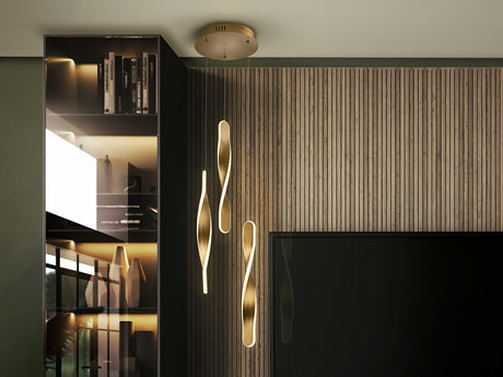 Lámpara de techo colgante Schuller Twist 3 luces oro 3000K 219381