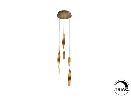 Lámpara de techo colgante Schuller Twist 3 luces oro 3000K ambiente