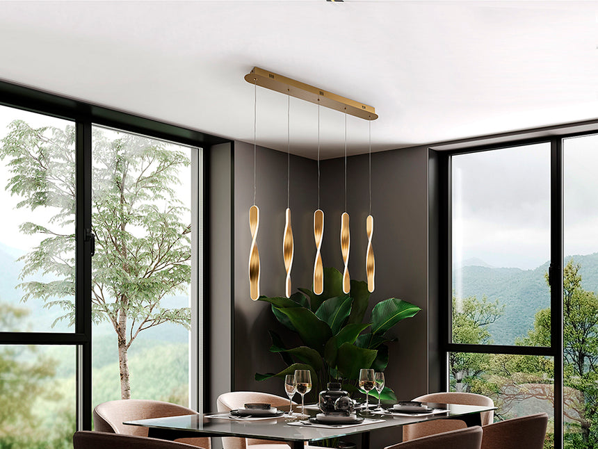 Schuller Twist Lámpara de techo colgante 5 luces oro 219527