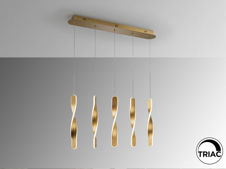 Lámpara de techo colgante Schuller Twist 5 luces oro 3000K vista 3