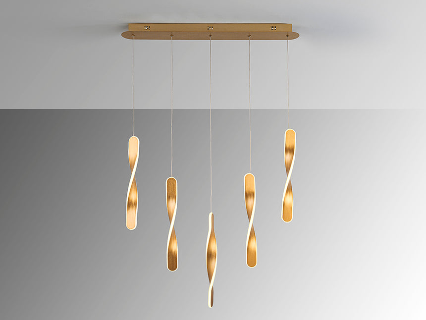 Schuller Twist Lámpara de techo colgante 5 luces oro 219527