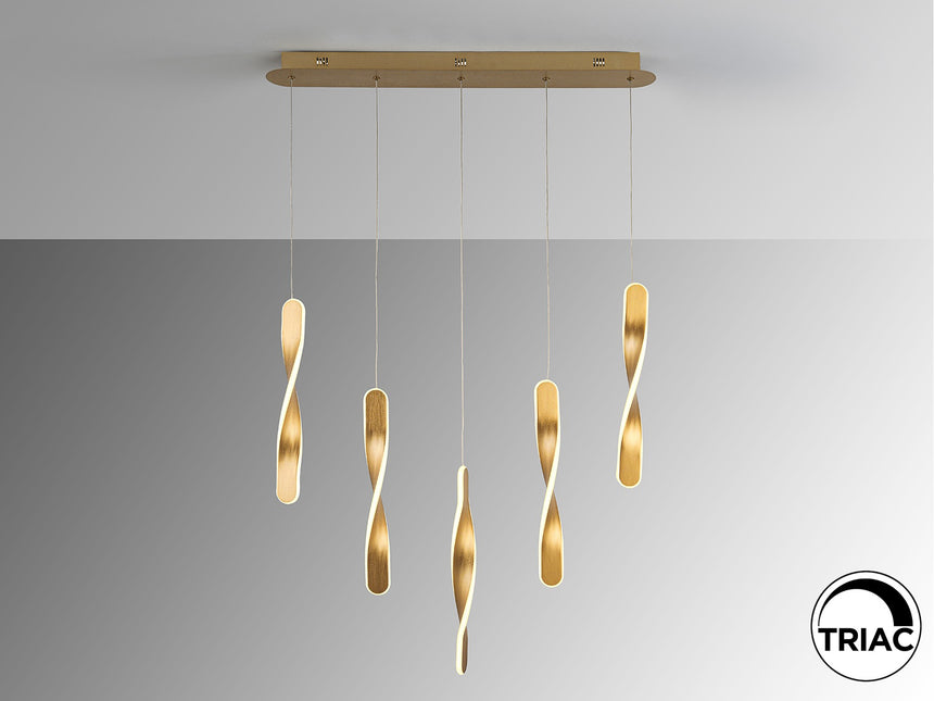 Lámpara de techo colgante Schuller Twist 5 luces oro 3000K vista 4