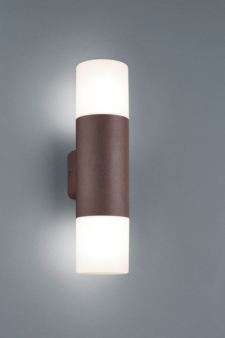 Aplique de exterior Trio Hoosic 2 luces óxido arriba y abajo IP44 33cm 2