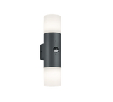 Aplique de exterior Trio Hoosic 2 luces antracita con sensor movimiento IP44 33cm 2