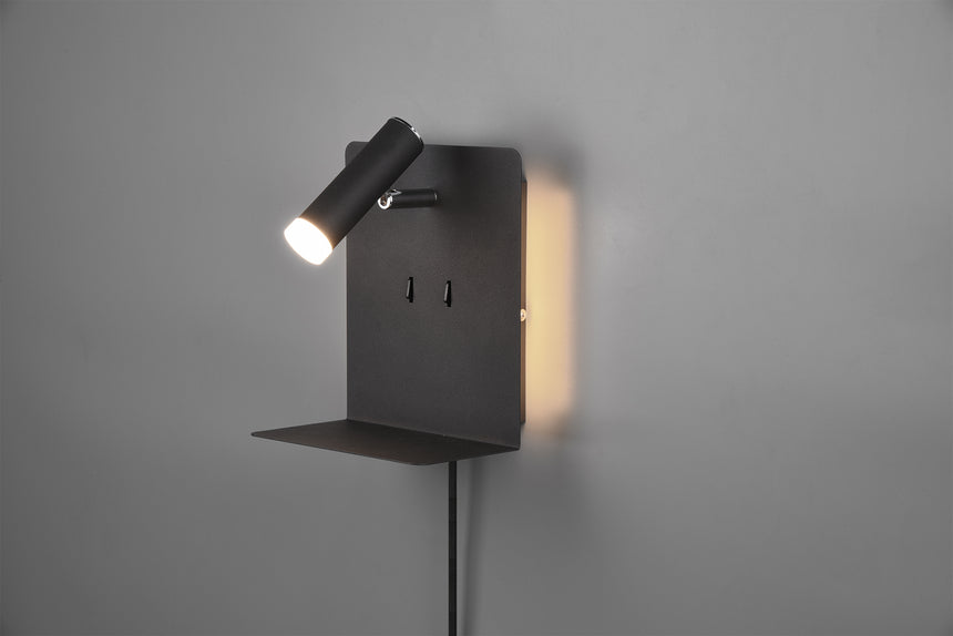 Trio Element Black Mat Metal LED Wall Light 222570232