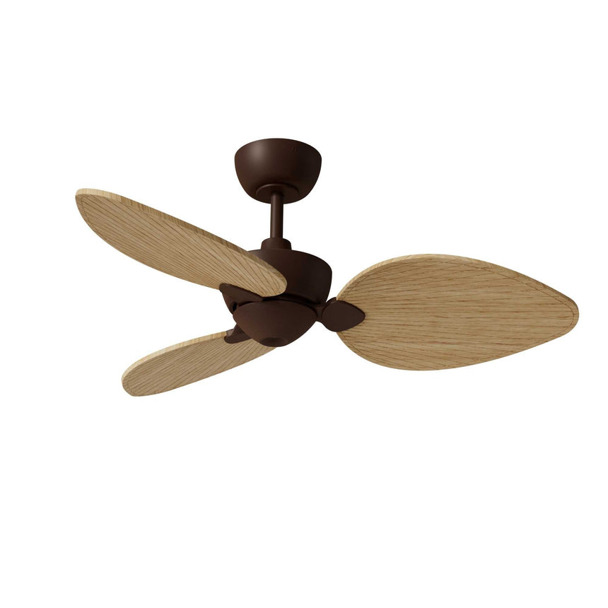 Ventilador de techo con luz Sulion Alma LED marrón óxido y madera motor DC CCT 2247977
