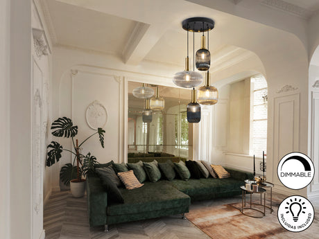 Lámpara de techo colgante Schuller Norma 4 luces negro 