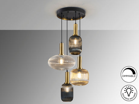 Lámpara de techo colgante Schuller Norma 4 luces negro  - ambiente