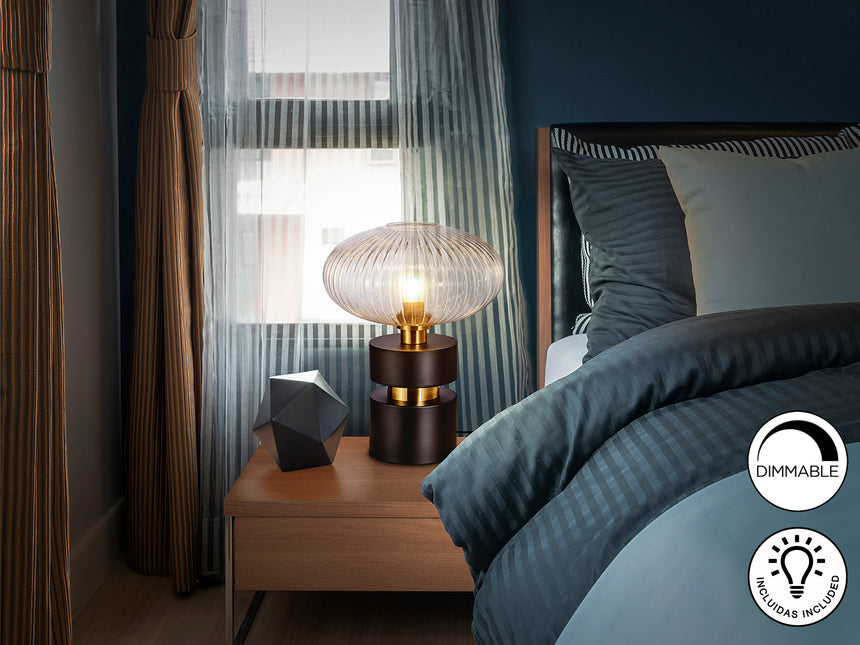 Lámpara de sobremesa Schuller Norma 1 luz negro y latón