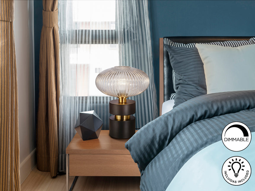 Lámpara de sobremesa Schuller Norma 1 luz negro y latón - ambiente