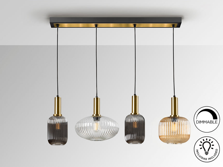 Lámpara de techo colgante Schuller Norma 4 luces negro  - ambiente