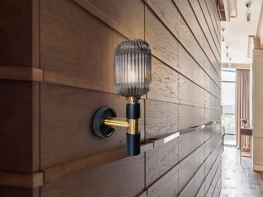 Lámpara aplique de pared Schuller Norma 1 luz negro y latón 225960