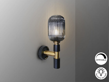 Lámpara aplique de pared Schuller Norma 1 luz negro y latón vista 2