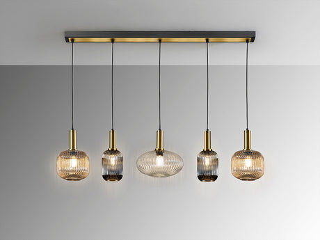 Lámpara de techo colgante Schuller Norma E27 5 luces negro y latón 226011