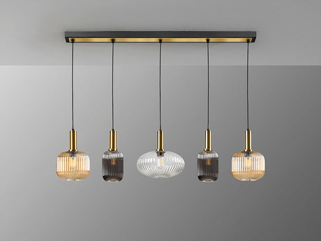 Lámpara de techo colgante Schuller Norma E27 5 luces negro y latón 226011