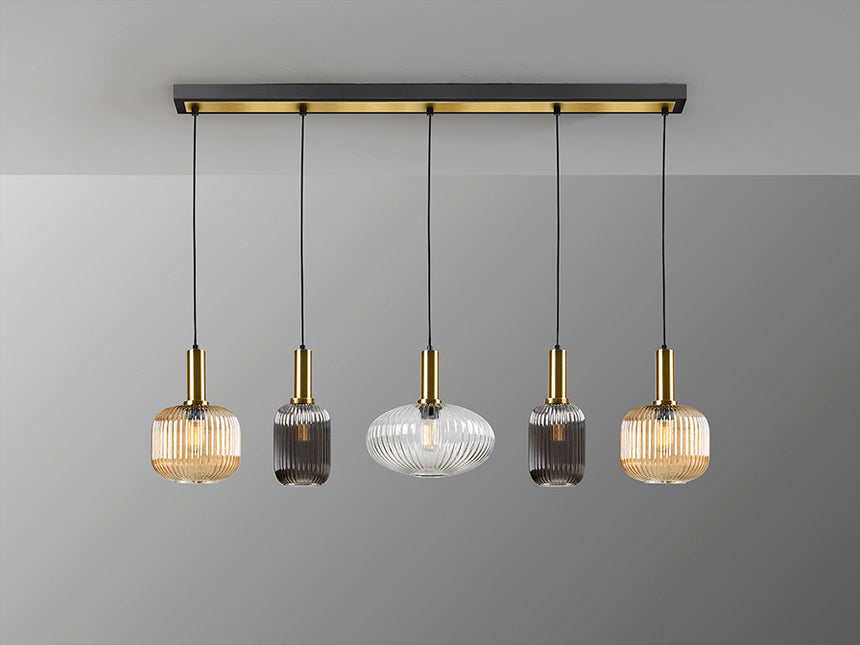 Lámpara de techo colgante Schuller Norma E27 5 luces negro y latón 226011