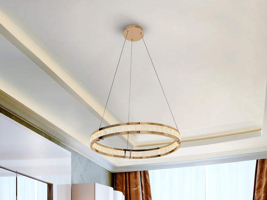 Lámpara de techo colgante de 1 aros Schuller Lorian dorado brillo acero 3000K Ø60cm 227384 - vista alternativa