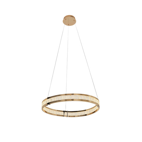 Lámpara de techo colgante de 1 aros Schuller Lorian dorado brillo acero 3000K Ø60cm ambiente